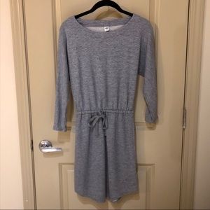 Grey Casual Dress with Waist Drawstring 3/4 Sleeve